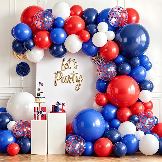 Red Blue White Balloon Arch Kit, Patriotic Decor | Navy Pearl Dark Blue by Zesliwy