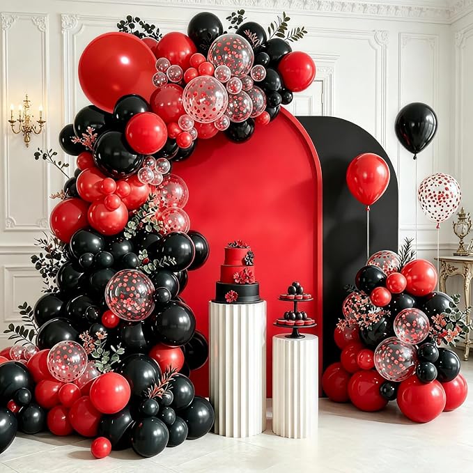 154 PCS Red and Black Balloon Arch Kit, Different Sizes by Unknown
