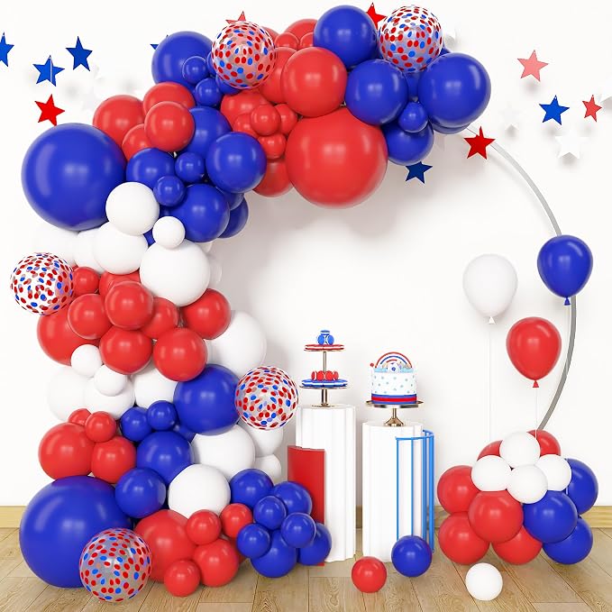 Amandir 153Pcs Red White and Blue Balloons Garland Arch Kit Different Sizes 18 by Amandir