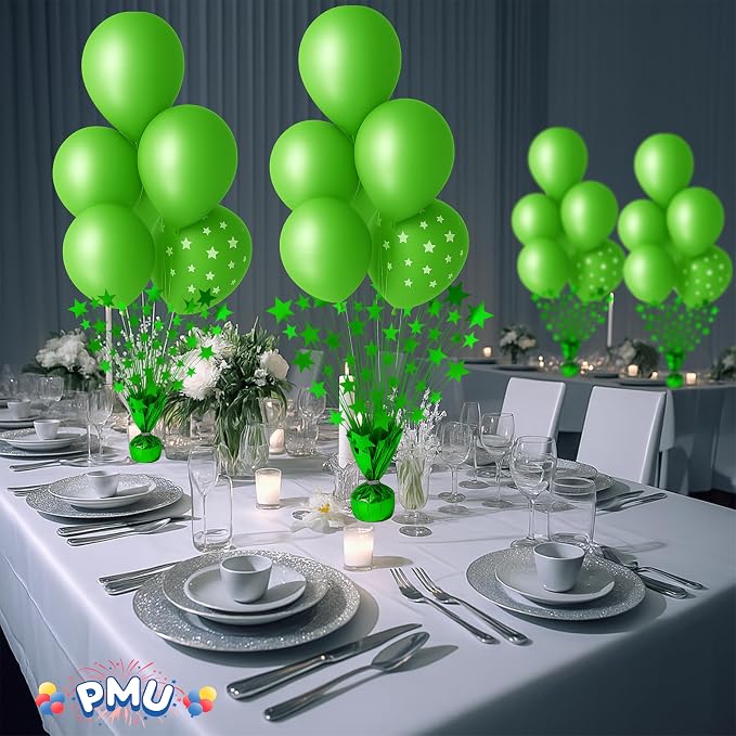 PMU Bursting Star Metallic Foil Spray Centerpiece- Green Balloon Weights - Image 2