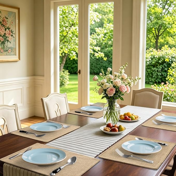 Homaxy Cloths Placemats for Dining Table Set of 8, Flaxen | Heat Resistant - Image 2