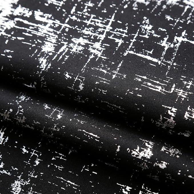 Taisier Home Silver Foil Print Linen Textured Curtains Geometric Dots Pattern - Image 6