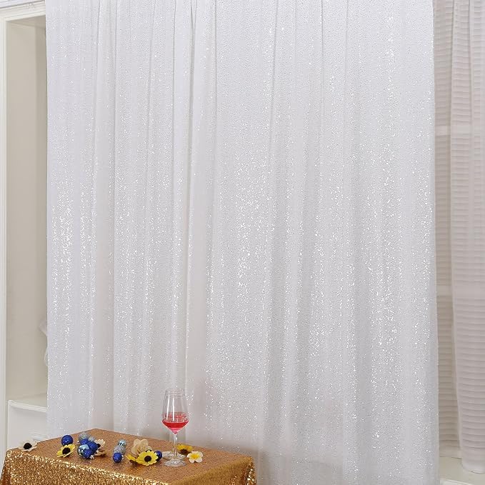 Poise3EHome White Sequin Backdrop, 10Ft x 10Ft Glitter Photography Background - Image 3