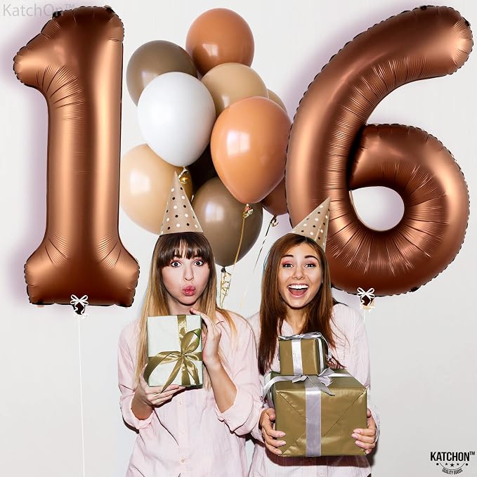 KatchOn Coffee Brown 1-Piece Number 16 Balloon - Image 8