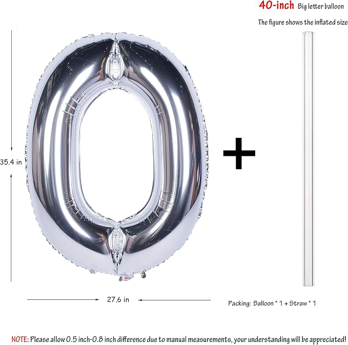 Letter Balloons 40 Inch Giant Jumbo Helium Foil Mylar Silver O | - Image 2