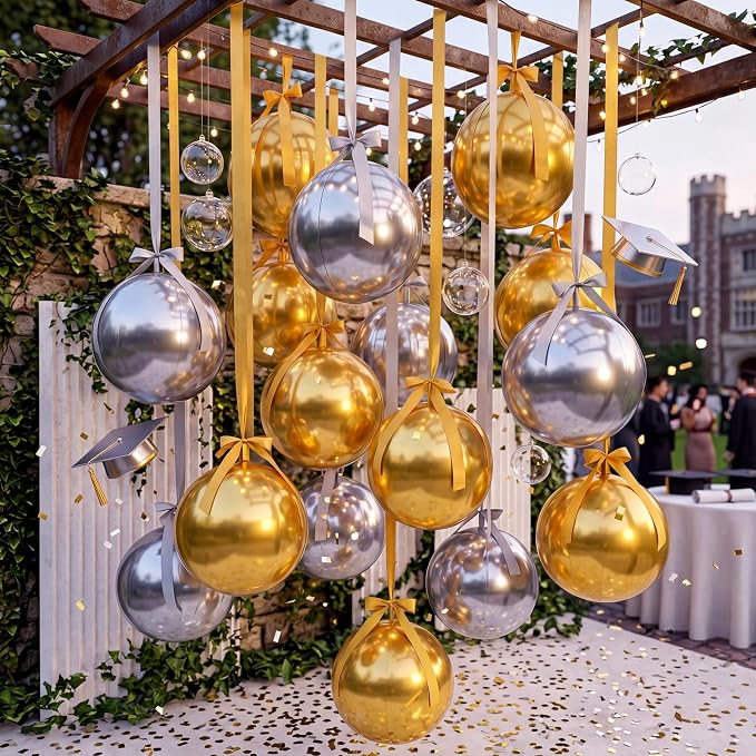 Jenaai 30 Set Round Foil Balloons Bulk 22 Inch 4d Metallic Giant Balloons Set - Image 6