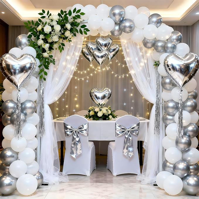 Silver Balloons 100 Pack 12 Inch Shiny Metallic Silver Extra Thick Latex Party - Image 3