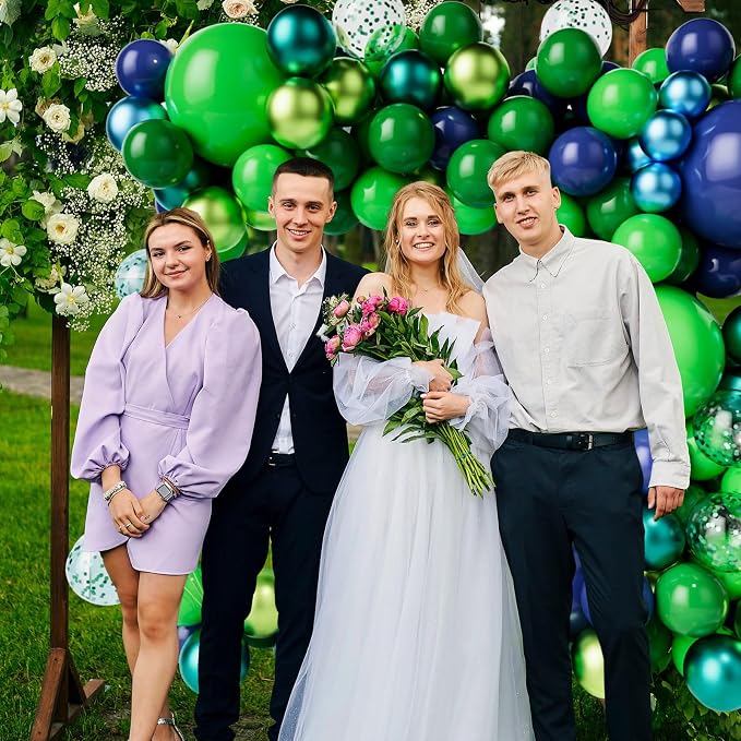 Green Dark Blue Balloon Garland Arch Kit, Dark Blue and Green Latex Balloons - Image 6