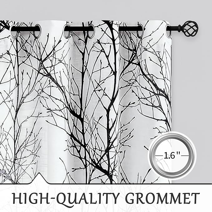 FMFUNCTEX Linen Black White Semi Sheer Patio Curtains 96 Inch Long 1 Panel | - Image 6
