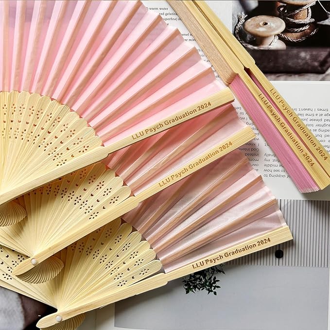 25 Sets Personalized Pink Hand Fans, Custom Engraved Folding Fans for Wedding Guests, Bamboo Folded Handheld Fan Wedding Fan Bridal Dancing Props Party Favors Bridal Shower Gifts