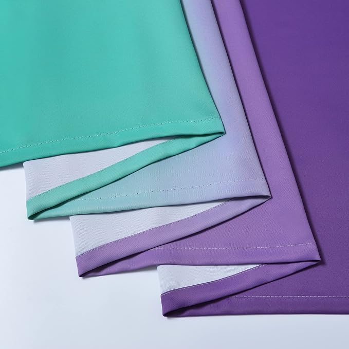 Yakamok Teal and Purple Blackout Curtains, Ombre Full Room Darkening Window - Image 8
