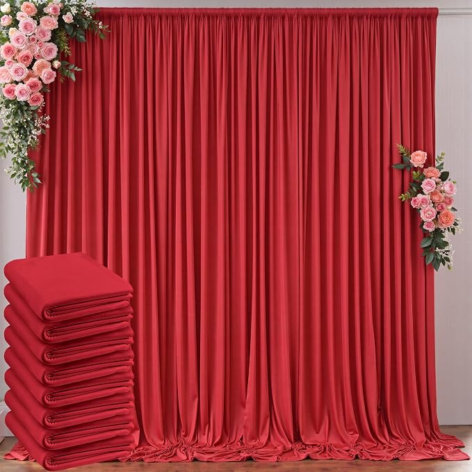 40ft x 10ft Wrinkle Free Red Backdrop Curtains by Outpain
