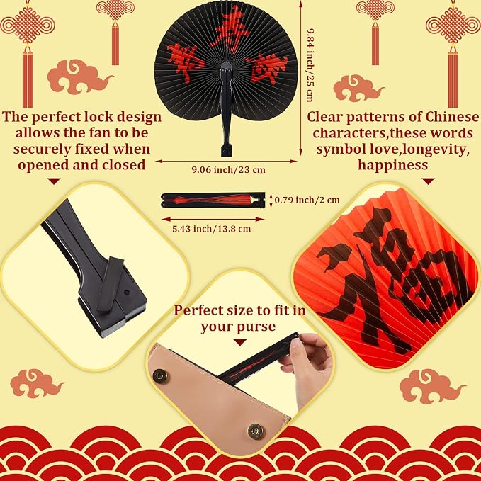 Jetec 20 Pcs Chinese Folding Hand Fans, Oriental Japanese Paper Handheld Fans - Image 2