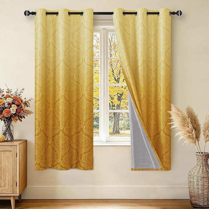 DWCN 100% Blackout Curtains for Bedroom 63 Inch Long by DWCN