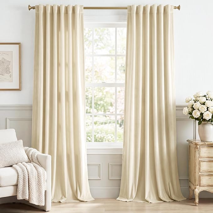 Beige Velvet Drapes Extra Long Privacy by StangH