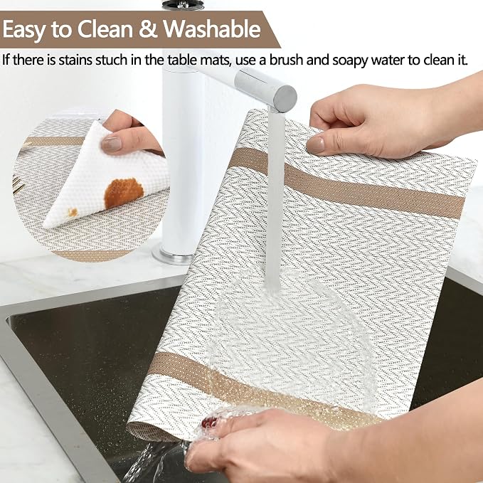 SLKQG Beige White Placemats Set of 8 - Image 3