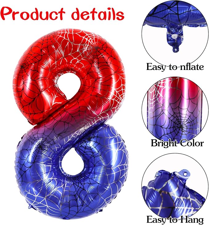 40 Inch Red Blue Number 8 Balloon - Image 3