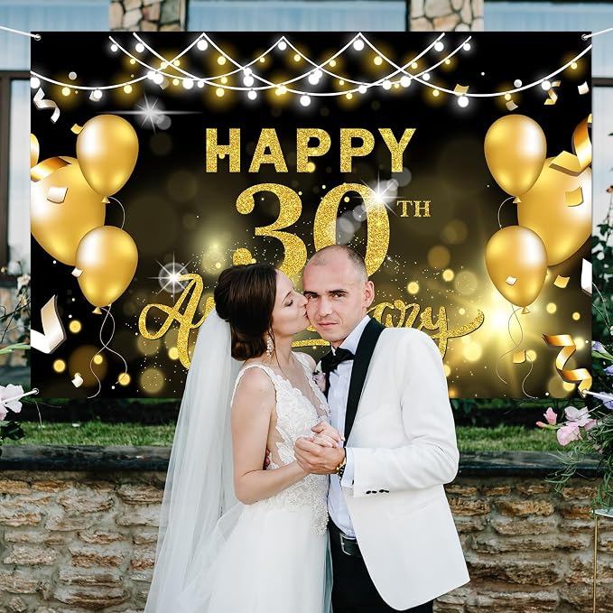 WeBenison Happy 30th Anniversary Backdrop 30th Wedding Anniversary Photography - Image 6