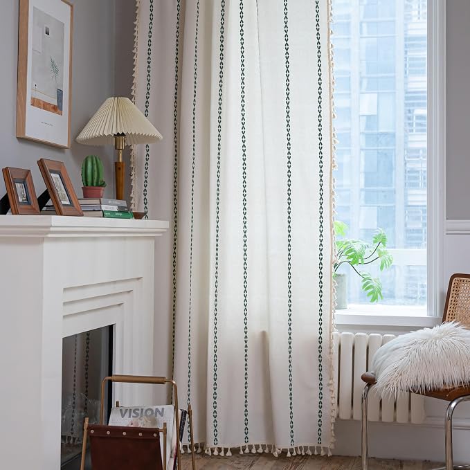 Sutuo Home Boho Curtains for Living Room Bedroom, Semi Blackout Farmhouse - Image 2