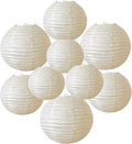 Cream Paper Lanterns 9Pcs Hanging Round Paper Lanterns Lamp by Unknown