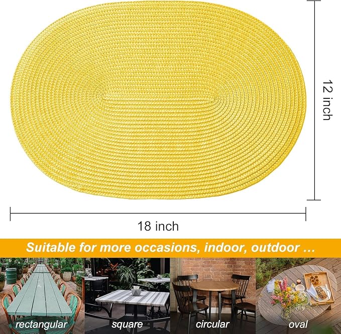 AHHFSMEI Placemats Set of 6 for Dining Table Washable Woven Non-Slip 18x12 - Image 2