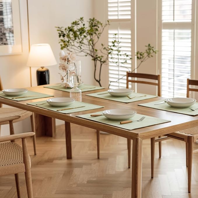 Demetex Cloth Green Placemats Set of 8 Heat Resistant Table Plate Mat Washable - Image 7