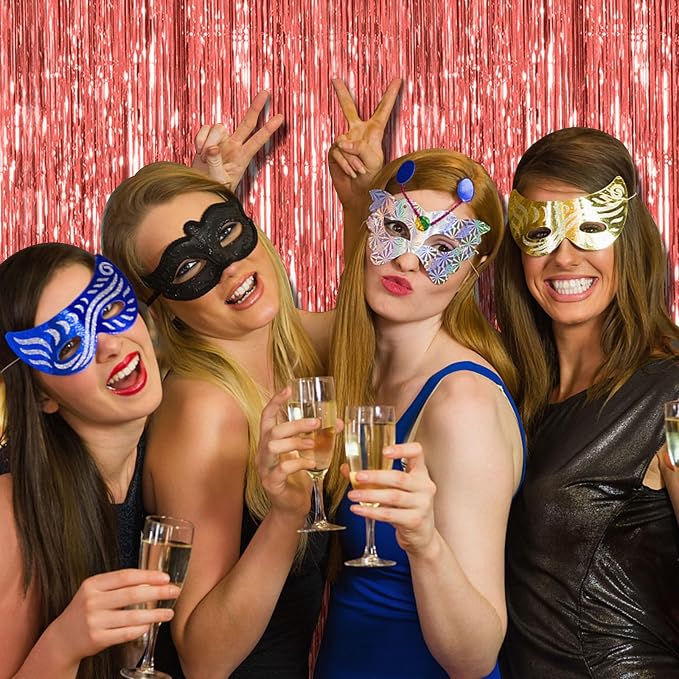5 Pack Rose Gold Fringe Curtain Backdrop Birthday Bachelorette Party - Image 4