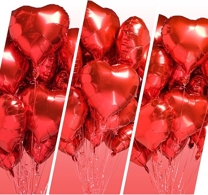 30 pcs Red Heart Balloons 18" a bunch of Heart Love Foil Helium Balloons - Image 4