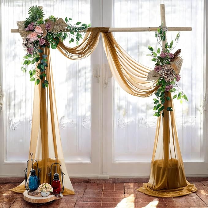 MDS Halloween Chiffon Draping Fabric - 2 Panel, 30" Wide x 50ft Long - Sheer Spooky Arbor & Canopy Drapery for Haunted House Backdrops, Party Ceilings, DIY Costumes & Themed Events - Mocha