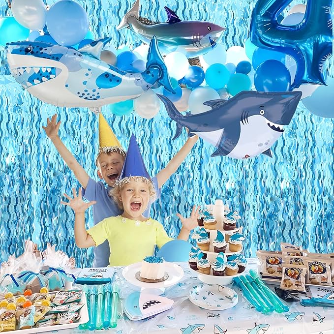 2 pcs Blue Wavy Tinsel Curtains, Under The Sea Party Decorations | Unique Shiny - Image 7