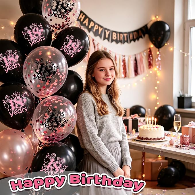 Black Whiet Confetti Balloons, - Image 4