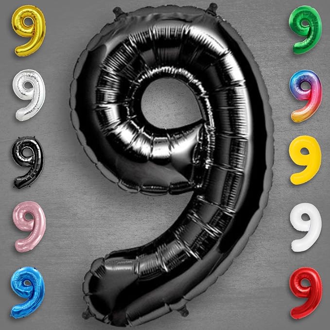 Black Number Balloon 9 Mylar Foil Balloons 16 inch Small - Image 6