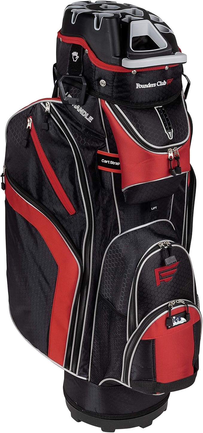 Founders Club 3rd Generation Club Lock Organizer Golf Cart Bag with 14 Way Anti Rattle Divider Top- Free Snap On Rain Hood-Full Length Dividers