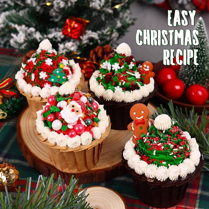 Christmas Sprinkles Bulk for Cake Decorating 7 ounce Holiday Jimmies Red and Green Sprinkles for Xmas Party Cupcake Toppers Cookie Ice Cream Decorations Celebrations