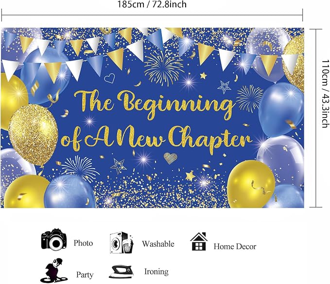 Blue Gold The Beginning of A New Chapter Backdrop Banner Photography Background - Image 2