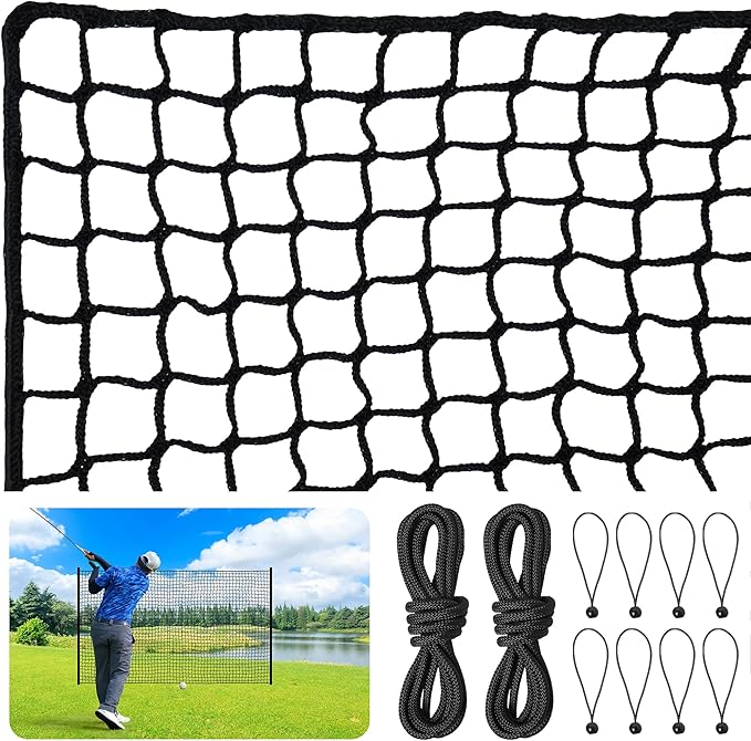 Heavy Duty Nylon Golf Batting Cage, 7.8-10ft Batting Cage Net with 10 Carabiners and 4 Tie Rope,Durable Golf Practice Net Batting Net for Backyard,Baseball Net Indoor Outdoor (ONLY NET)