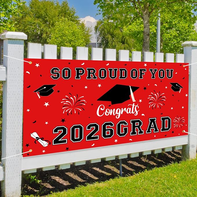 Graduation Decorations 2026 Red Graduation Banner 66.1" x 33.8" Graduation - Image 5