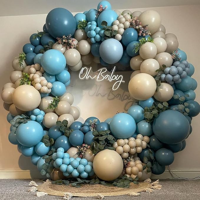 Dusty Blue and Green Balloons, 12 Inch Balloon Set - Image 7