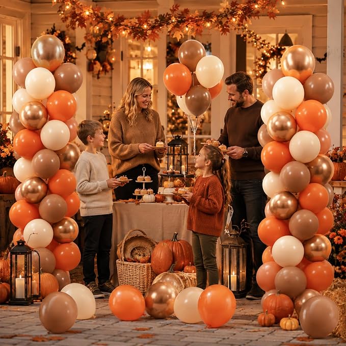 Fall Balloons Terracotta Burnt Dark Orange Brown Tan Coffee Metallic Gold Ivory - Image 4
