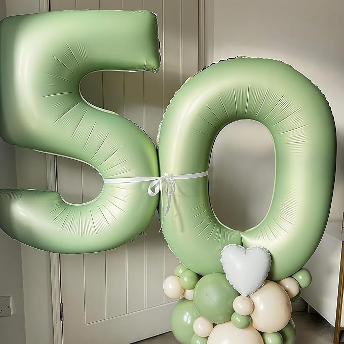 Sage Green 0 Number Balloon, Olive Green 0 Balloons 40 Inch Large Helium Foil - Image 3