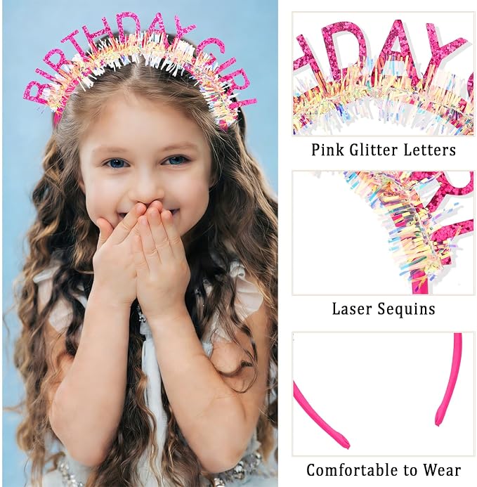 CIEHER Birthday Girl Headband Birthday Crown - Image 3