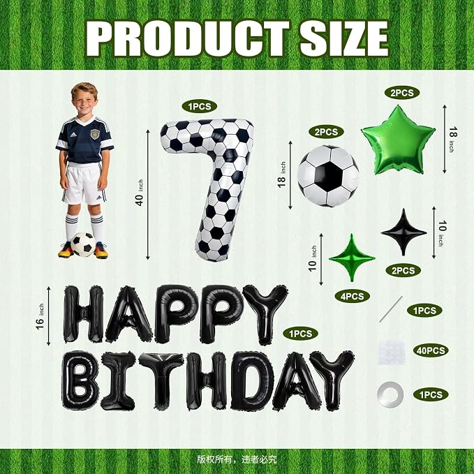 40 Inch Soccer Number 7 Balloon Set, Soccer Birthday Party Decorations | Sports - Image 2
