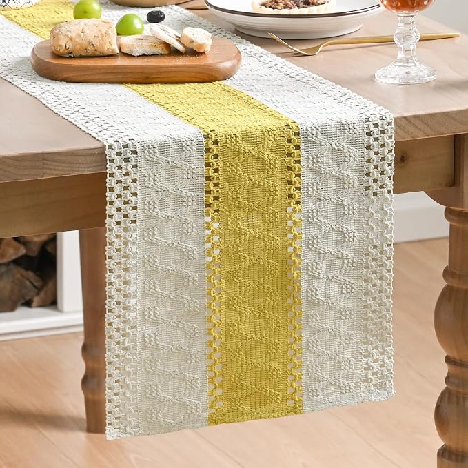 Artoid Mode Yellow Farmhouse Rustic Table Runner 12x36 Inch | Seasonal Holiday by ArtoidMode