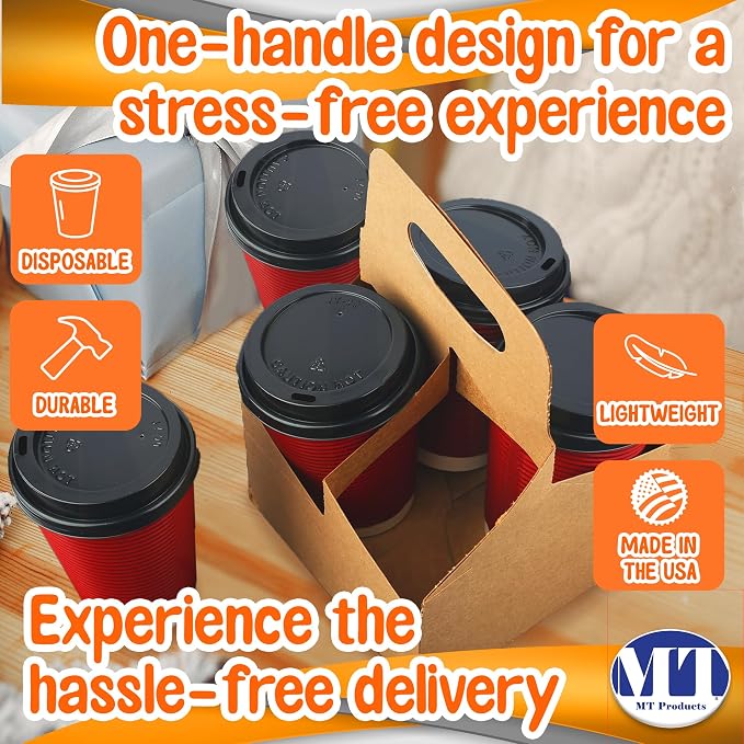 MT Products Kraft 4 Cups Drink Carrier 6.5" x 6.5" x 9" - Image 4