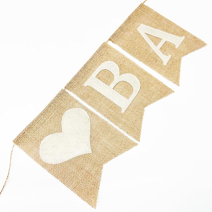 Baby Shower Party Decorations Kit Welcome Baby Heart Burlap Banner - Image 3