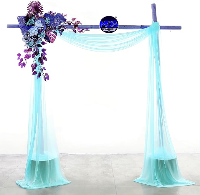 MDS Halloween Chiffon Draping Fabric - 2 Panel, 30" Wide x 100ft Long - Sheer Spooky Arbor & Canopy Drapery for Haunted House Backdrops, Party Ceilings, DIY Costumes & Themed Events - Teal