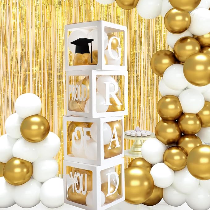 Graduation Decorations 2025, PROUD OF YOU, Class of 2025 and 118pcs White Gold - Image 6