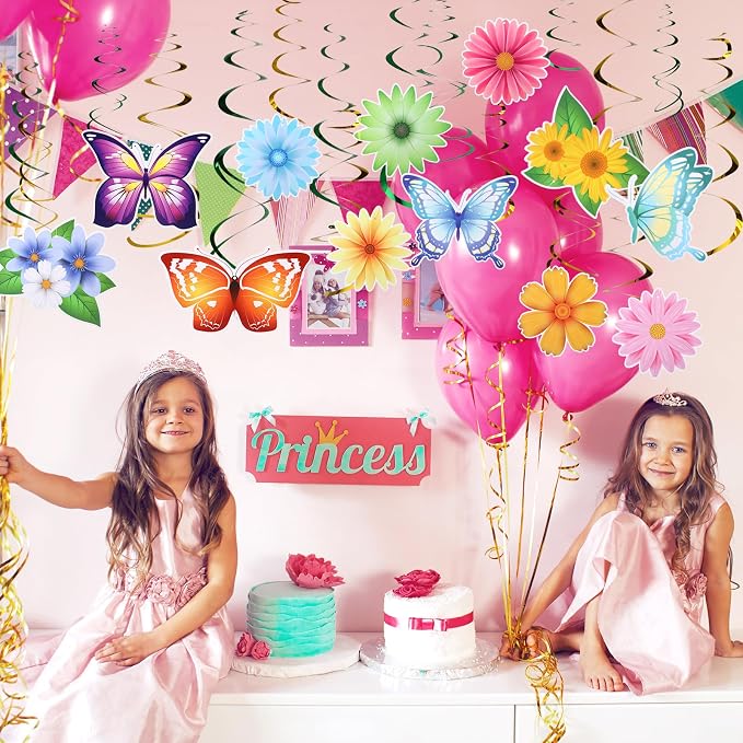 36 Pcs Spring Summer Butterfly Flower Party Decoration Hanging Ceiling Swirl - Image 5