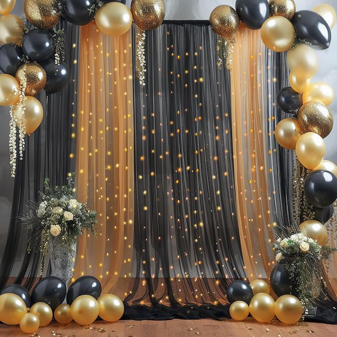 20x8ft Black Tulle Backdrop Curtain - Image 4