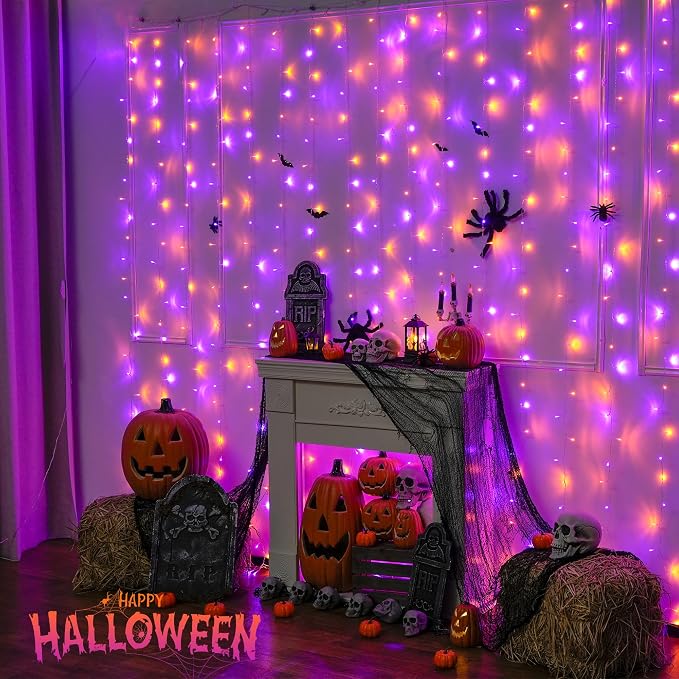 JMEXSUSS 300LED Halloween Curtain Lights, 9.8x9.8ft | Remote, Plug in, Window - Image 6